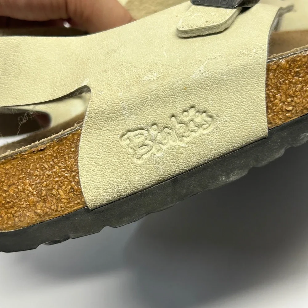 Birki's Milano Sandals Cream Men 8 EU 41 Backstrap Cork Footbed Comfort
